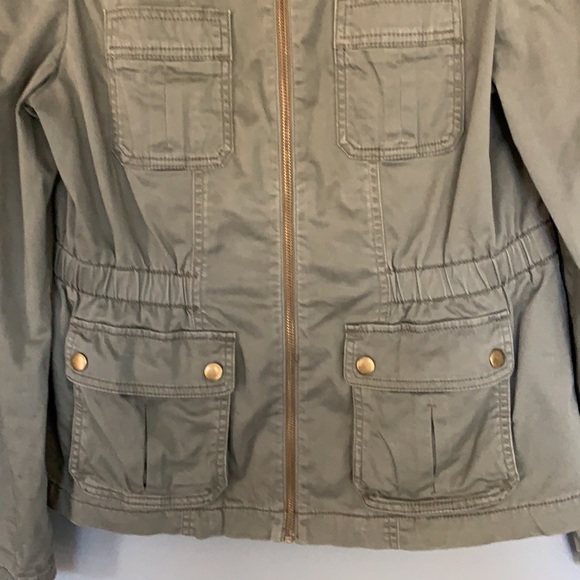Ann Taylor Loft green military style utility jacket - Picture 3 of 6